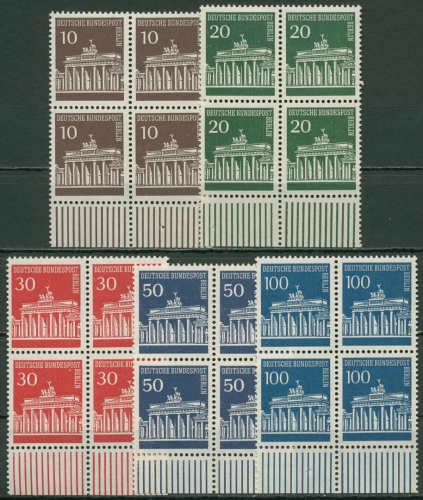 Berlin 1966 Brandenburger Tor Bogenmarken 286/90 4er-Block Unterrand postfrisch