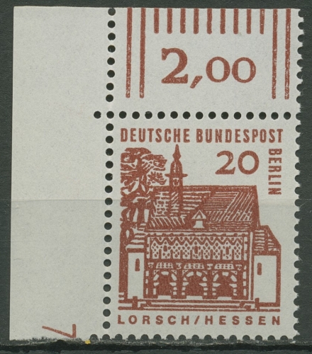Berlin 1964/65 kleine Bauwerke Ecke mit Druckerzeichen 244 DZ 7 postfrisch