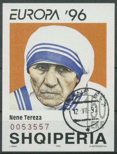 Albanien 1996 Europa CEPT Mutter Teresa Block 107 gestempelt (C67030)