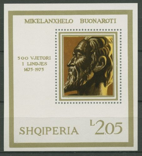 Albanien 1975 Kunst Michelangelo Buonarroti Block 56 postfrisch (C92975)
