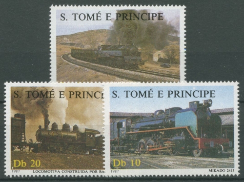 Sao Tomé und Príncipe 1987 Dampflokomotiven 1017/19 postfrisch