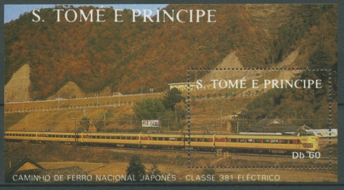Sao Tomé und Príncipe 1988 Eisenbahn in Japan Block 179 postfrisch (C27314)