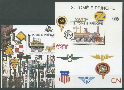 Sao Tomé und Príncipe 1990 Eisenbahn Lokomotive Block 231/32 postfrisch (C27317)