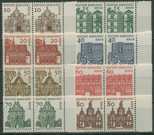 Berlin 1964/65 kleine Bauwerke waagerechte Paare 242/49 Rand rechts postfrisch