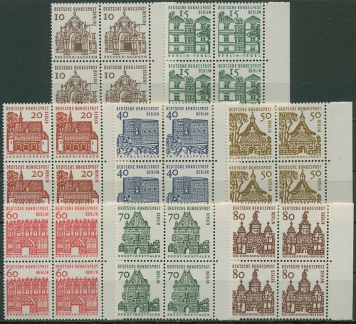 Berlin 1964/65 kleine Bauwerke 4er-Block mit Rand rechts 242/49 postfrisch