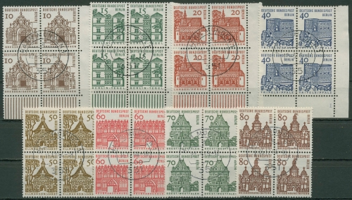 Berlin 1964/65 kleine Bauwerke Bogenmarken 4er-Block 242/49 gestempelt