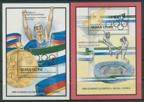 Sierra Leone 1989 Medaillengewinner Olymp. Seoul Block 96/97 postfrisch (C27407)