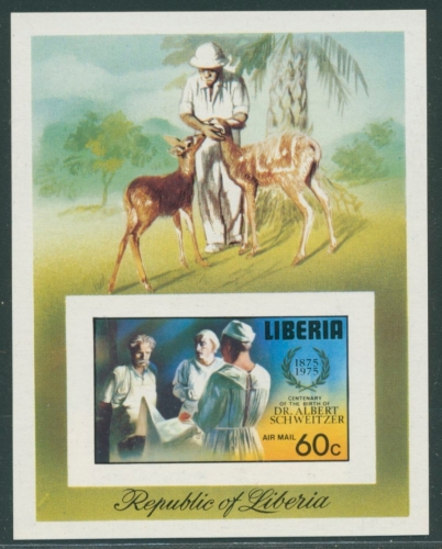Liberia 1975 100. Geburtstag von Albert Schweizer Block 77 B postfrisch (C27465)