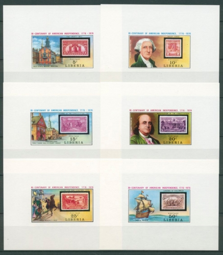 Liberia 1975 200 J. Unabhängigkeit der USA 953/58 B Block postfrisch (C27468)