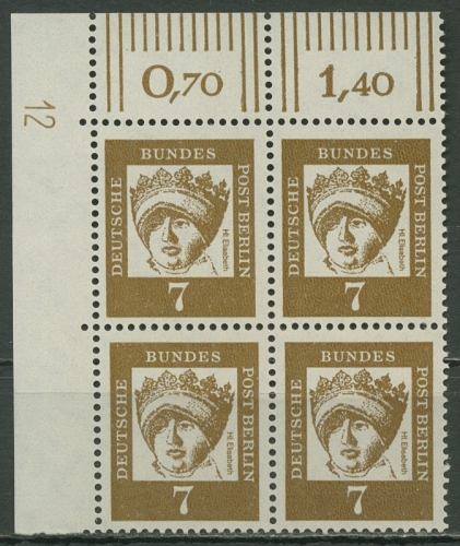Berlin 1961 Bed. Deutsche Druckerzeichen 200 DZ 12 4er-Block Ecke postfrisch
