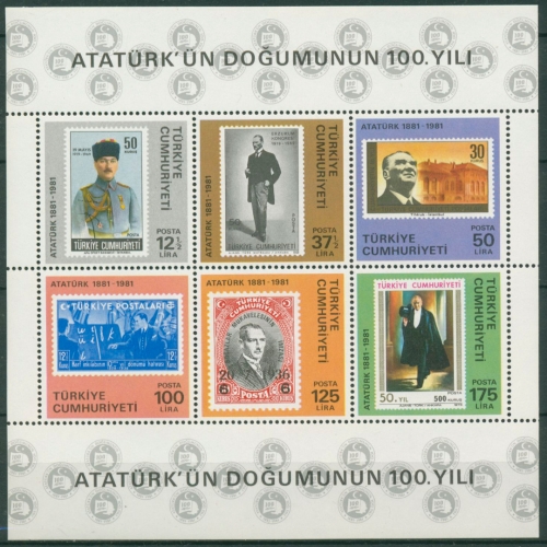 Türkei 1981 100. Geburtstag von Kemal Atatürk Block 19 postfrisch (C6706)
