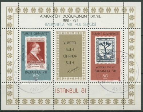 Türkei 1981 BALKANFILA '81: Marke auf Marke Block 20 gestempelt (C6709)