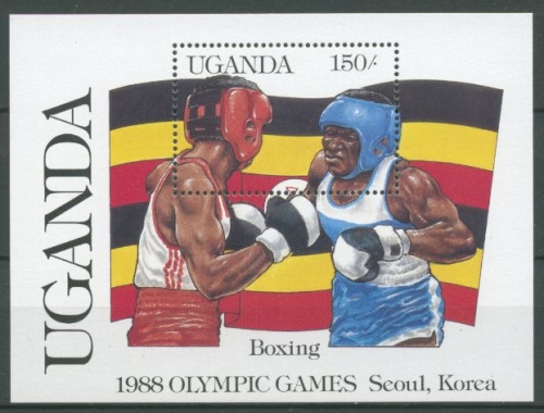 Uganda 1987 Olymp. Sommerspiele Seoul Boxen Block 70 postfrisch (C27487)