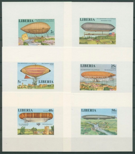 Liberia 1978 75 Jahre Zeppelin-Luftschiffe 1054/59 B Blocks postfrisch (C27446)