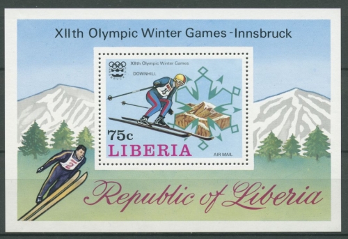 Liberia 1976 Olymp. Winterspiele in Innsbruck Block 79 A postfrisch (C27453)
