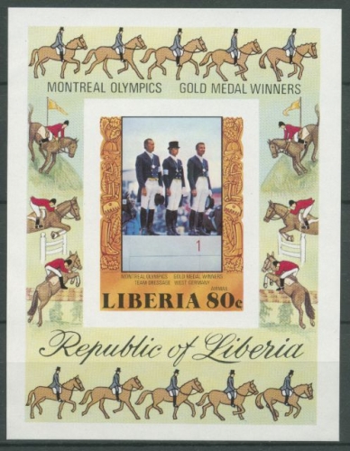 Liberia 1977 Gewinner Olymp. Spiele in Montreal Block 86 B postfrisch (C27457)