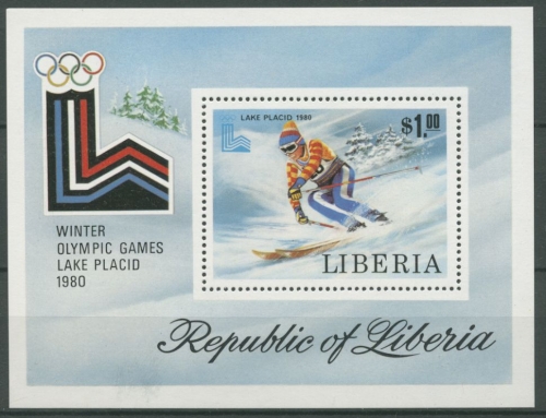 Liberia 1980 Olymp. Winterspiele in Lake Placid Block 95 A postfrisch (C27448)