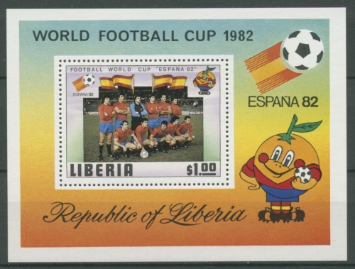Liberia 1981 Fußball-WM in Spanien Block 96 postfrisch (C27462)