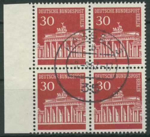 Berlin 1966 Brandenburger Tor 4er-Block mit Seitenrand 288 gestempelt