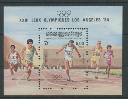 Kambodscha 1984 Olympiade Los Angeles: 100-m-Lauf Block 137 postfrisch (C6786)
