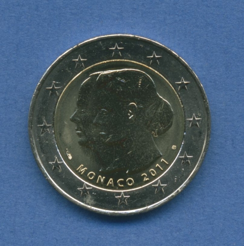 Monaco 2 Euro 2011 Hochzeit von Charlene und Albert, st in Kapsel (m1487)