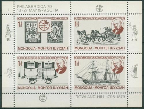 Mongolei 1979 RowlandHill: Postkutsche, Dampfschiff 1230/33 K postfrisch (C6864)
