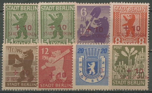 Storkow (Mark) 1946 Wiederaufbau (Berlin & Brand. mit Aufdruck) 1/8 mit Falz