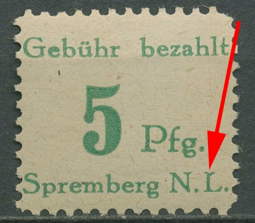 Spremberg (Niederlausitz) 1945 Freimarke mit Plattenfehler 3 VII postfrisch