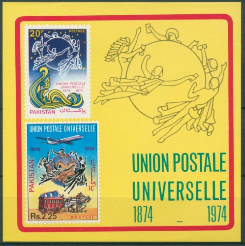 Pakistan 1974 Weltpostverein UPU Postkutsche Block 4 postfrisch (C6870)