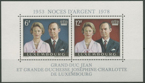 Luxemburg 1978 Silberhochzeit v. Großherzog Jean Block 11 postfrisch (C90005)