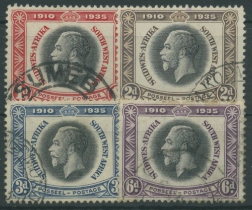 Südwestafrika 1935 25 jähriges Thronjubiläum König Georgs V. 168/71 gestempelt