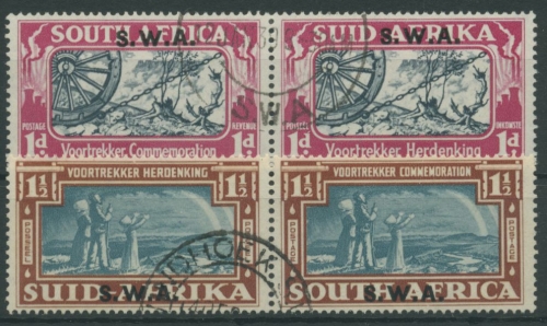 Südwestafrika 1938 Jahrhundertfeier des Großen Trecks 206/09 Paare gestempelt