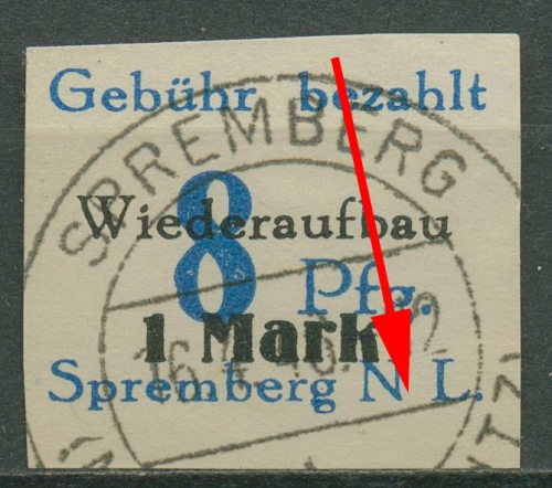 Spremberg 1946 Wiederaufbau mit Plattenfehler 21 B VIII gestempelt