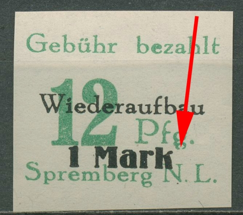 Spremberg 1946 Wiederaufbau mit Plattenfehler 22 B III postfrisch