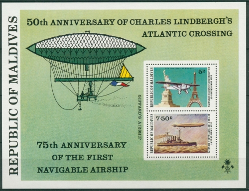 Malediven 1977 Atlantikflug von Charles Lindbergh Block 47 postfrisch (C6981)