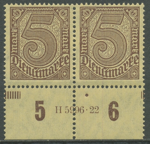 Dt. Reich Dienstmarke 1920 Hausauftragsnummer D 33 a P HAN 5996.22 postfrisch