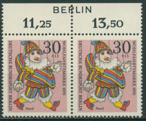 Berlin 1970 Marionetten mir Oberrand Inschrift Berlin 375 postfrisch