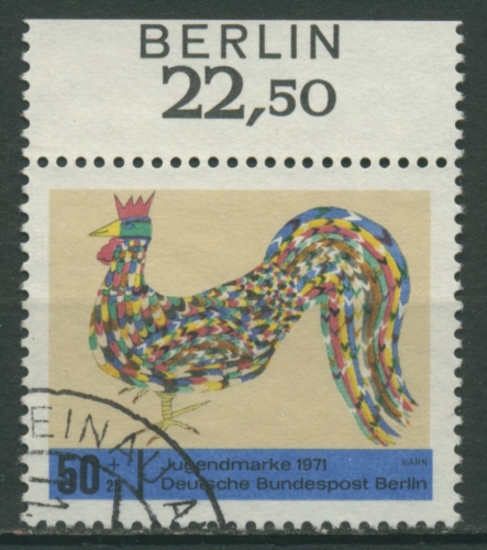 Berlin 1971 Jugend: Kinderzeichnungen Oberrand Inschrift BERLIN 389 gestempelt