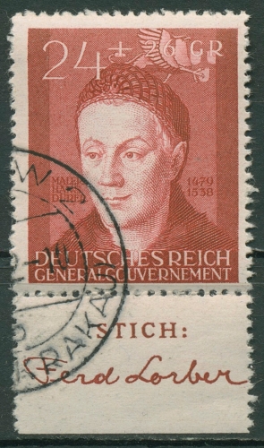 Generalgouvernement 1942 mit Stechernamen 97 gestempelt, Rand gefaltet