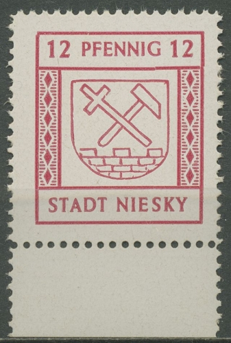 Niesky (Oberlausitz) 1945 Freimarke 4 Unterrand postfrisch