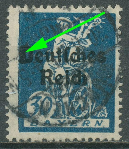 Deutsches Reich 1920 Bayern-Abschied Aufdruckfehler 123 PF VI gestempelt geprüft