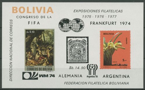 Bolivien 1974 FIFA-Kongress Frankfurt Block 44 postfrisch (C42689)