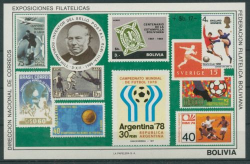 Bolivien 1979 Fußball-WM, Sir Rowland Hill Block 84 postfrisch (C22845)
