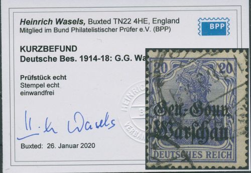 Deutsche Post in Polen 1916/17 Germania mit Aufdruck 13 d gestempelt geprüft