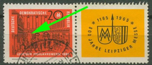 DDR 1964 Leipziger Messe mit Plattenfehler 1013 F 5 in W Zd 120 gestempelt
