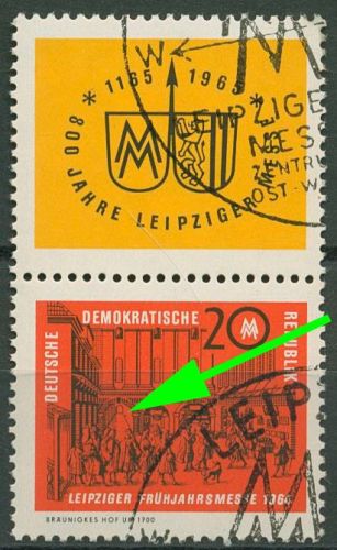 DDR 1964 Leipziger Messe m. Plattenfehler 1013 F 41 in S Zd 47 mit Sonderstempel