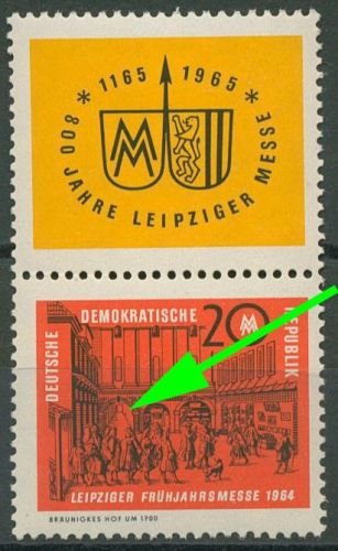 DDR 1964 Leipziger Messe mit Plattenfehler 1013 F 41 in S Zd 47 postfrisch