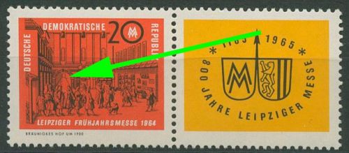 DDR 1964 Leipziger Messe mit Plattenfehler 1013 F 41 in W Zd 120 postfrisch
