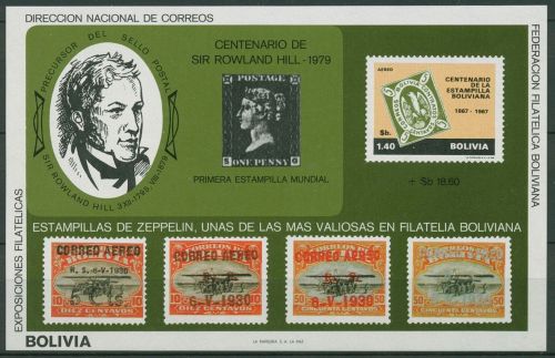 Bolivien 1980 Postmeister Rowland Hill Alte Marken Block 95 postfrisch (C96187)