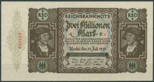 Dt. Reich 2 Millionen Mark 1923, DEU-101a, kassenfrisch (K1716)